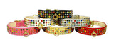 Dog Collar, "Mardi Gras Three Row Confetti Jewel Set"