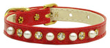 Dog Collar "3/8" Wide Pearl & Clear Crystals"