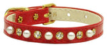 Dog Collar "3/8" Wide Pearl & Clear Crystals"