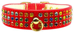Dog Collar, "Mardi Gras Three Row Confetti Jewel Set"