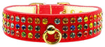 Dog Collar, "Mardi Gras Three Row Confetti Jewel Set"