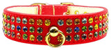 Dog Collar, "Mardi Gras Three Row Confetti Jewel Set"