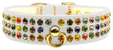 Dog Collar, "Mardi Gras Three Row Confetti Jewel Set"