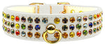 Dog Collar, "Mardi Gras Three Row Confetti Jewel Set"