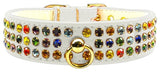 Dog Collar, "Mardi Gras Three Row Confetti Jewel Set"