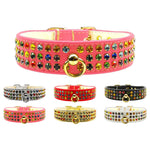 Dog Collar, "Mardi Gras Three Row Confetti Jewel Set"