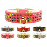 Dog Collar, "Mardi Gras Three Row Confetti Jewel Set"