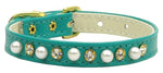 Dog Collar "3/8" Wide Pearl & Clear Crystals"