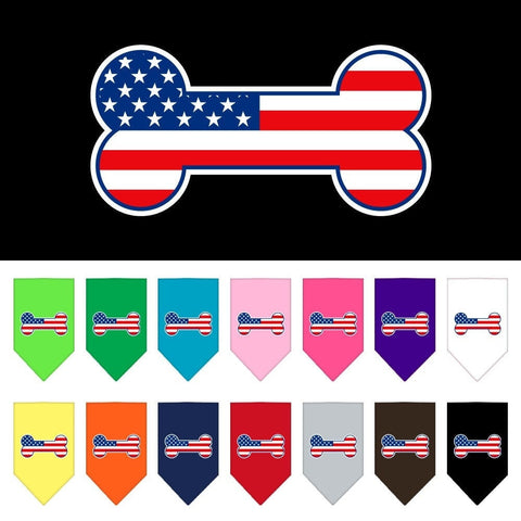Dog Bandana Screen Printed, "Bone Shaped American Flag"