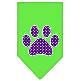 Dog Bandana Screen Printed, "Purple Swiss Dot Paw"