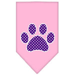 Dog Bandana Screen Printed, "Purple Swiss Dot Paw"