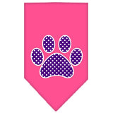 Dog Bandana Screen Printed, "Purple Swiss Dot Paw"