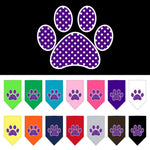 Dog Bandana Screen Printed, "Purple Swiss Dot Paw"