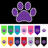 Dog Bandana Screen Printed, "Purple Swiss Dot Paw"