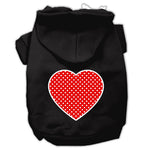 Dog Hoodie Screen Printed, "Red Swiss Dots Heart"