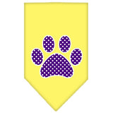 Dog Bandana Screen Printed, "Purple Swiss Dot Paw"