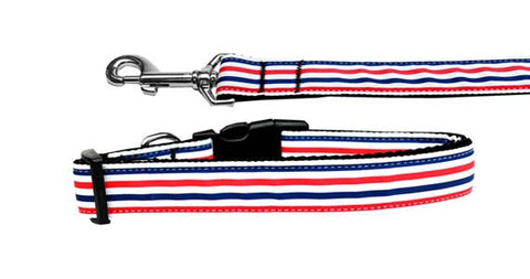 Dog & Cat Nylon Collar Or Leash, "Patriotic Stripes"