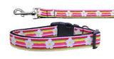 Dog Nylon Collar Or Leash, "Striped Daisy"