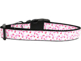 Dog & Cat Nylon Collar or Leash, "Pink Ribbons On White"