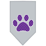 Dog Bandana Screen Printed, "Purple Swiss Dot Paw"