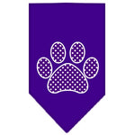 Dog Bandana Screen Printed, "Purple Swiss Dot Paw"