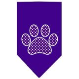 Dog Bandana Screen Printed, "Purple Swiss Dot Paw"