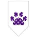 Dog Bandana Screen Printed, "Purple Swiss Dot Paw"
