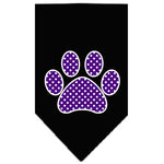 Dog Bandana Screen Printed, "Purple Swiss Dot Paw"