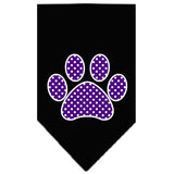 Dog Bandana Screen Printed, "Purple Swiss Dot Paw"
