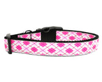 Dog & Cat Nylon Collar or Leash, "Pink Argyle"