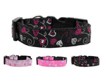 Dog Nylon Collar Or Leash, "Crazy Hearts"