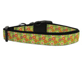 Dog & Cat Nylon Collar or Leash, "Lime Green Spring Flowers"