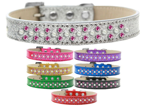 Dog Ice Cream  Collar,"Pearl and Bright Pink Crystal