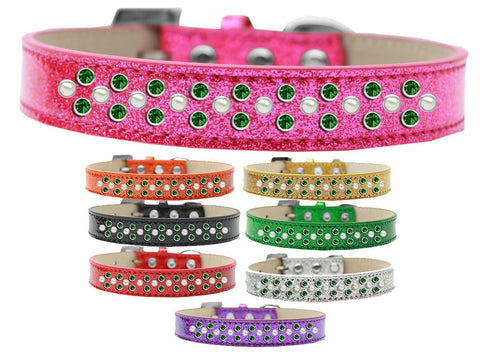 Dog Ice Cream Collar,"Pearl and Emerald Green Crystal