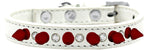 Dog Spike Collar "Clear Crystals & Red Spikes”