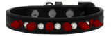 Dog Spike Collar "Clear Crystals & Red Spikes”