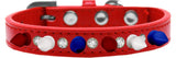 Dog Spike Collar, "Clear Crystals & Red, White and Blue