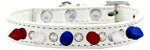 Dog Spike Collar, "Clear Crystals & Red, White and Blue