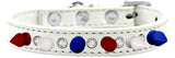 Dog Spike Collar, "Clear Crystals & Red, White and Blue