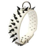 Leather Dog Harness Collar and Chain Leash Set Spiked Vest