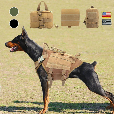 Strong Nylon Tactical Military Dog Harness With Bag