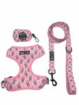 Pupshake Pink Adjustable Harness, Leash and Poop Bag Bundle