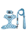 Blue Adjustable Harness, Leash and Poop Bag Bundle