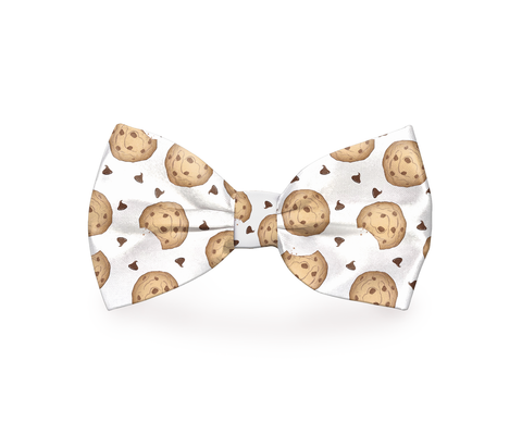 Chocolate Chip Cookie White Dog Bow Tie
