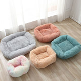 Square Dog Bed Sofa Long Plush Kennel Winter Warm Puppy Mat Cat Nest Soft House Non-slip Basket Cushion for Dogs Pet Supplies