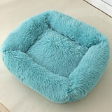 Square Dog Bed Sofa Long Plush Kennel Winter Warm Puppy Mat Cat Nest Soft House Non-slip Basket Cushion for Dogs Pet Supplies
